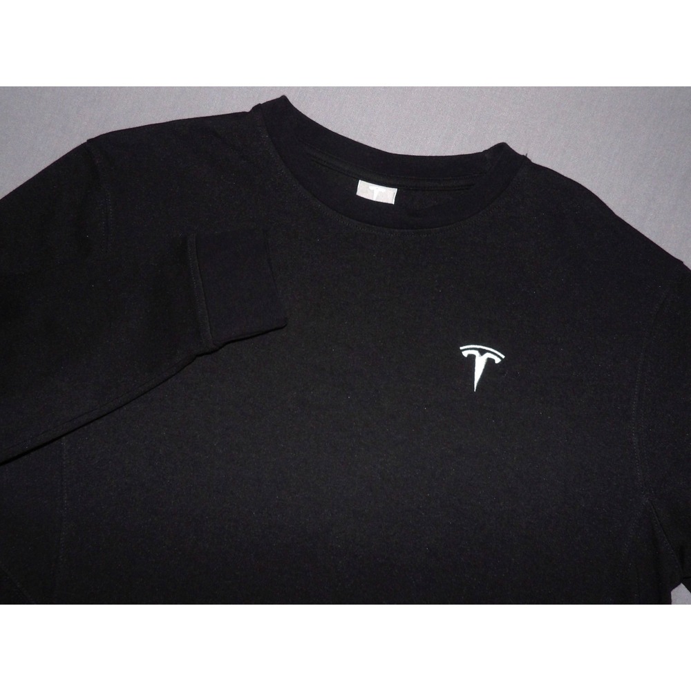 TESLA‎ Long Sleeved Black Pull Over Lined Crew Neck Sweatshirt Unisex Large